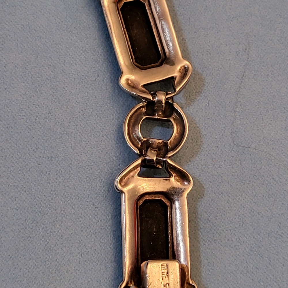 Sterling silver bracelet, VTG, black onyx, marcasite, fantastic 8" long, classic - Picture 12 of 12